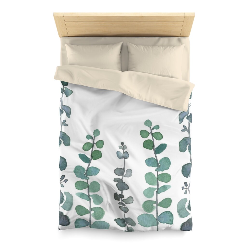 Boho Minimalist Botanical Eucalyptus Duvet Cover Bedding Etsy