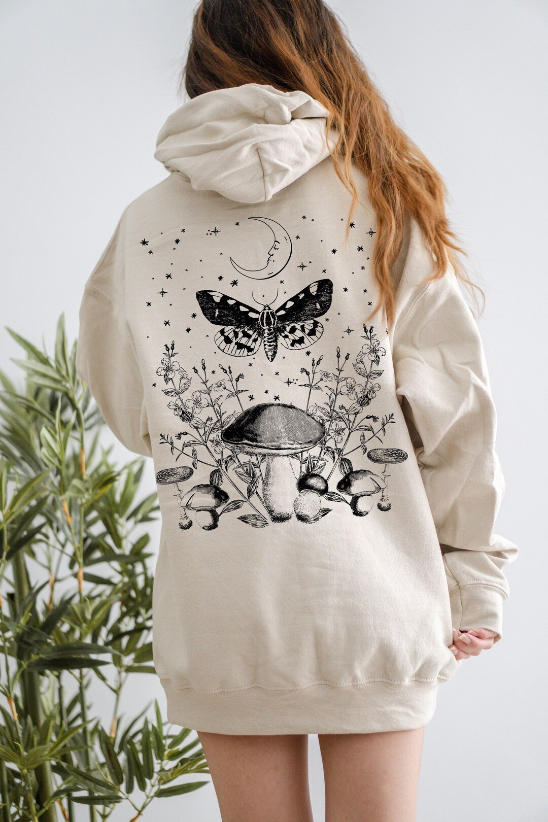 Moth Hoodie Mushroom Sweatshirt Cottage Core Clothing Cottagecore ...