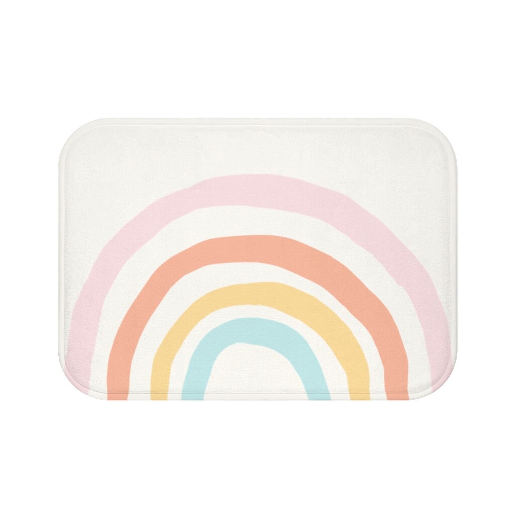 Boho Rainbow Cream Kids Non Slip Bath Shower Mat Minimalist | Etsy