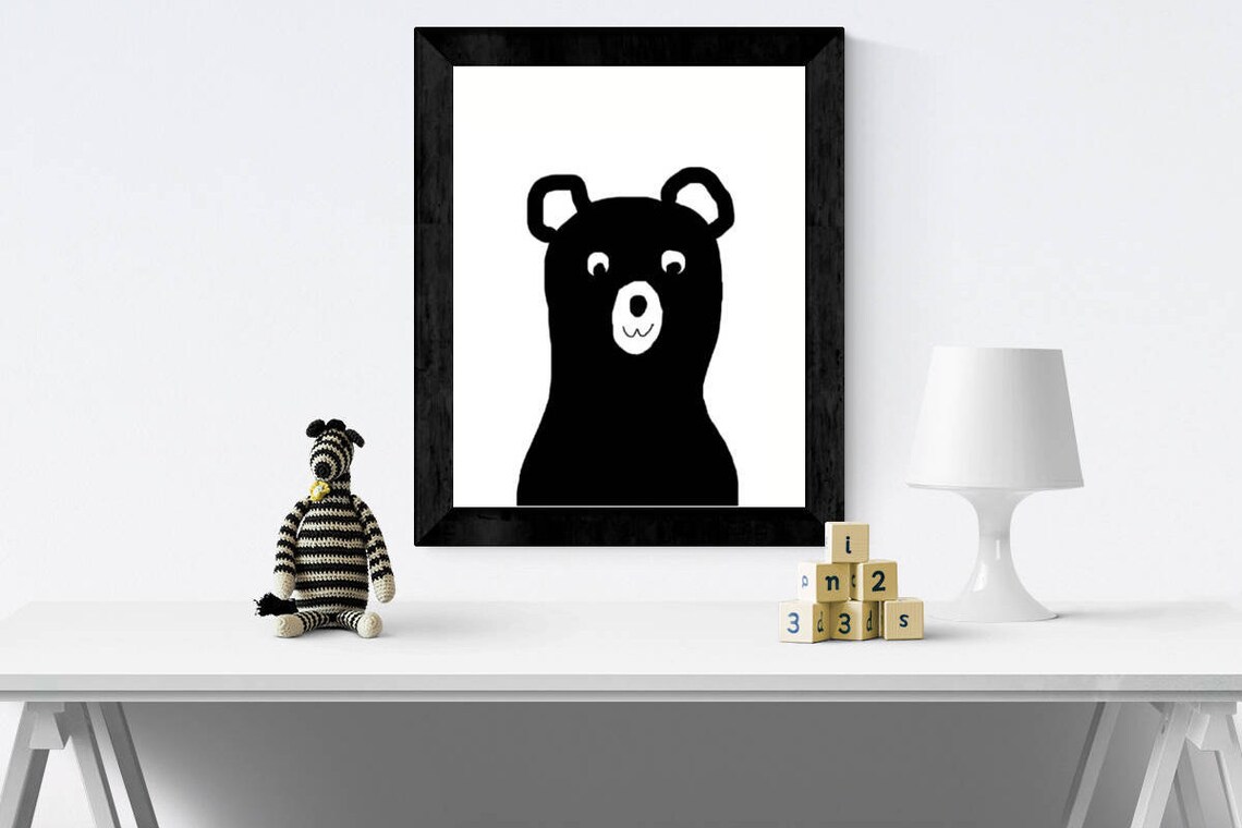 Black and White Nursery Art Set of 3 Digital Printable Art Etsy