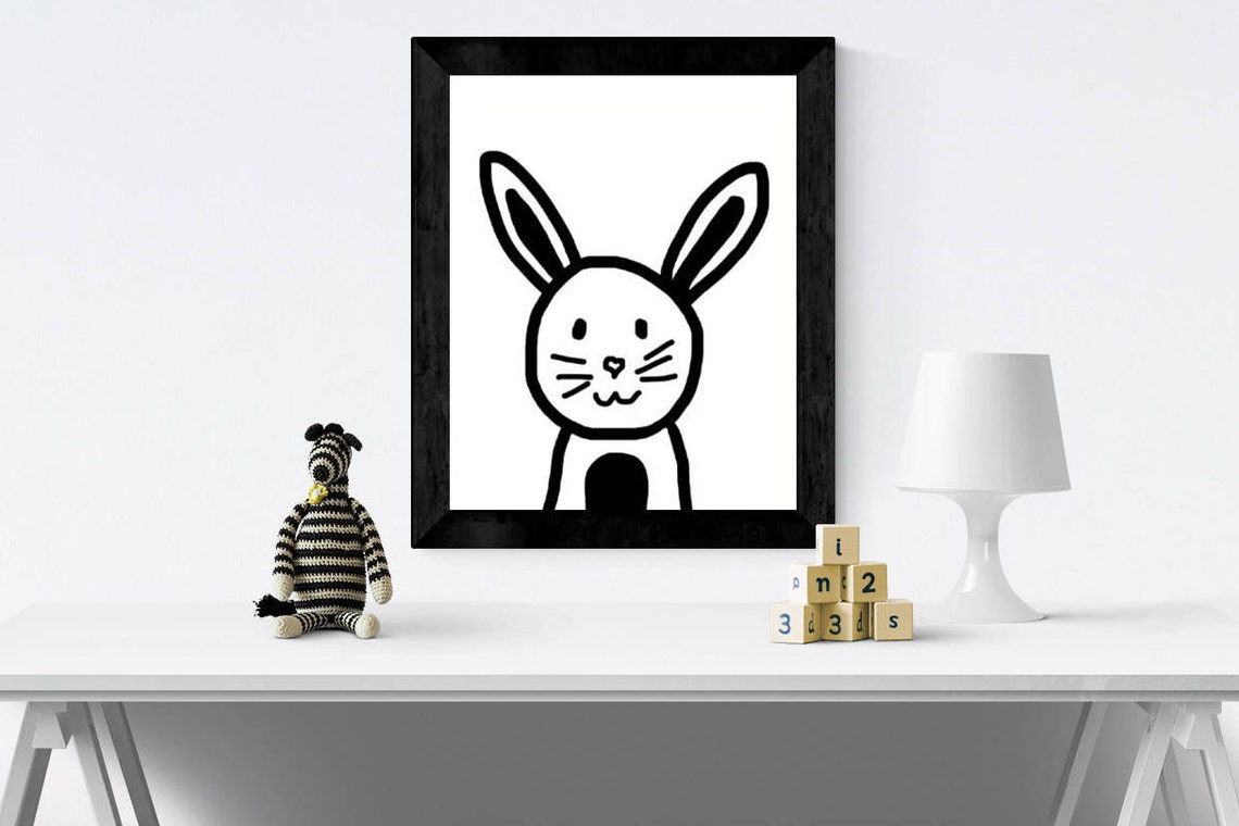 Black and White Nursery Art Set of 3 Digital Printable Art Etsy