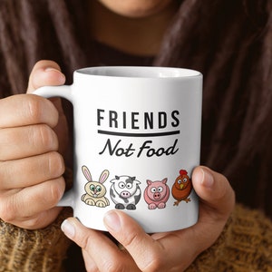 FRIENDS NOT FOOD Mug Vegan Mug Gift for Vegan Coffee Mug Funny Vegan Gift Idea Animal Lover Girlfriend Anti-Meat Boyfriend Vegetarian Cup image 1