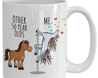 Unicorn 50 Year Olds Mug Other Me Funny 50th Birthday Gift for Women Her Sister Mom Coworker Girl Friend Cute Present Magical Gag Tea Cup