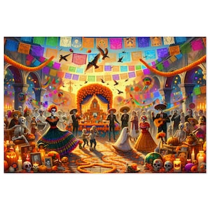 Rompecabezas del Día de los Muertos mexicano, regalo único para amigos, parejas, amantes de México, adultos y niños, detallado, 100, 250, 500, 1000 piezas, caja de metal