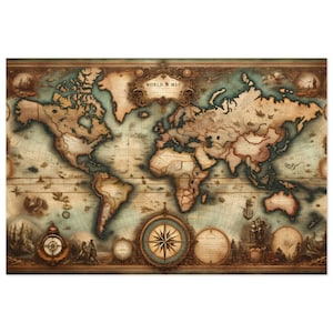 Vintage Weltkarte Jigsaw Puzzle Einzigartiges Geschenk für Mutter Freund Antike Verwickelte Details Liebhaber Erwachsene Kinder 100, 250, 500, 1000 Teile Metallbox