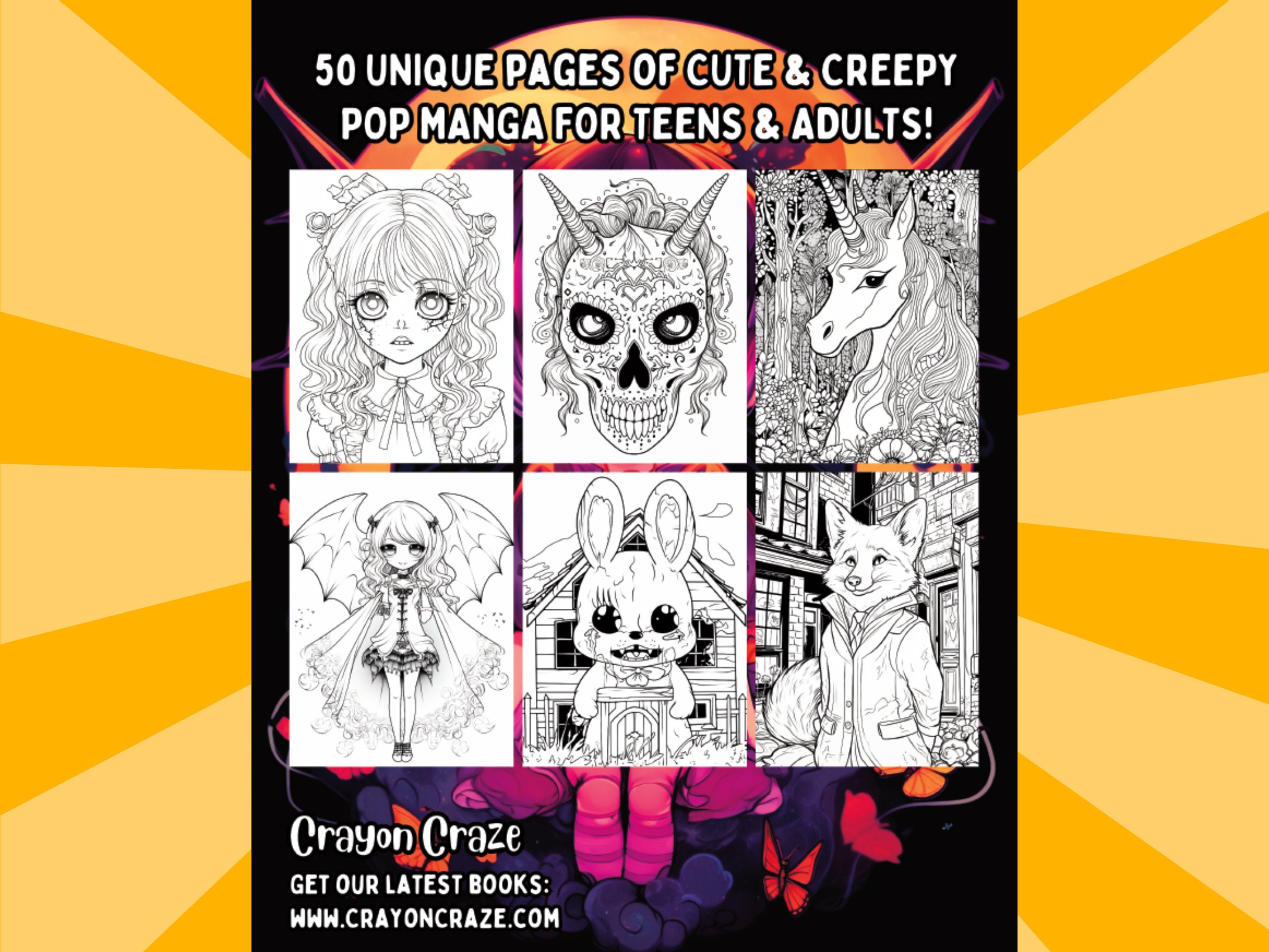 Pop Manga Cute and Creepy Coloring Pages for Adults 50 - Etsy