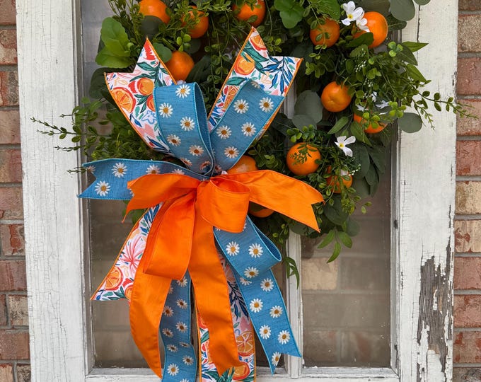 Southern Citrus Wreath, Orange & Greenery Front Door Wreath, Spring Door Decor, Summer Door Decor, Front Door Decor, Home Decor, Front Porch