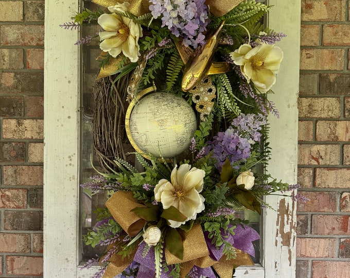 Aviation Wreath, Travel Wreath, Travel Decor, Aviation Decor, Front Door Decor, Home Decor