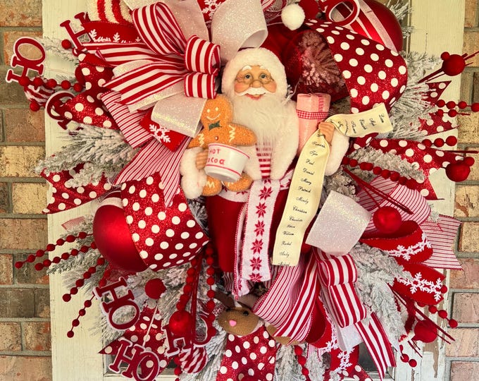 Santa Claus Wreath, Santa Wreath, Christmas Wreath, Christmas Decor, Santa Claus Decor, Santa Decor, Home Decor, Front Door Decor