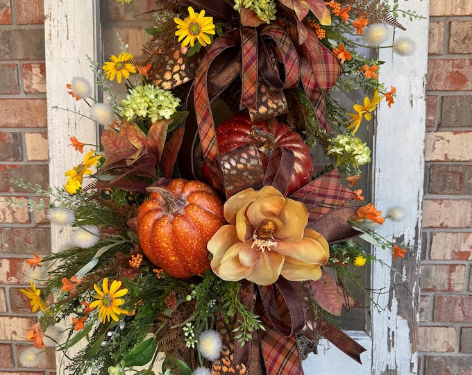 Fall Basket Door Hanger with Pumpkins, Rustic Autumn Door Decor, Fall Door Decor, Front Door Decor , Fall Decor, Home Decor, Front Porch