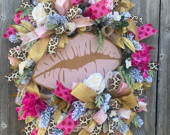 Valentines Wreath, Lip Wreath, Valentines Decor, Home Decor, Front Door Decor, Lip Decor