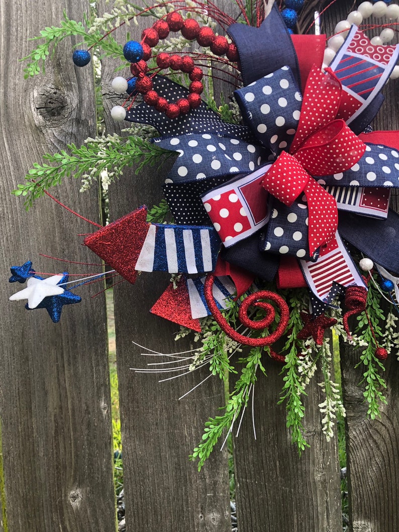 Patriotic Grapevine Wreath Fourth of July Grapevine Etsy