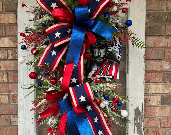 Patriotic Faith Wreath, Americana Door Swag, Christian 4th of July Decor, Patriotic Door Decor, Patriotic Decor, Home Decor, Front Door