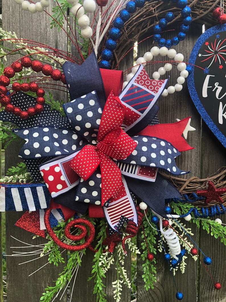 Patriotic Grapevine Wreath Fourth of July Grapevine Etsy