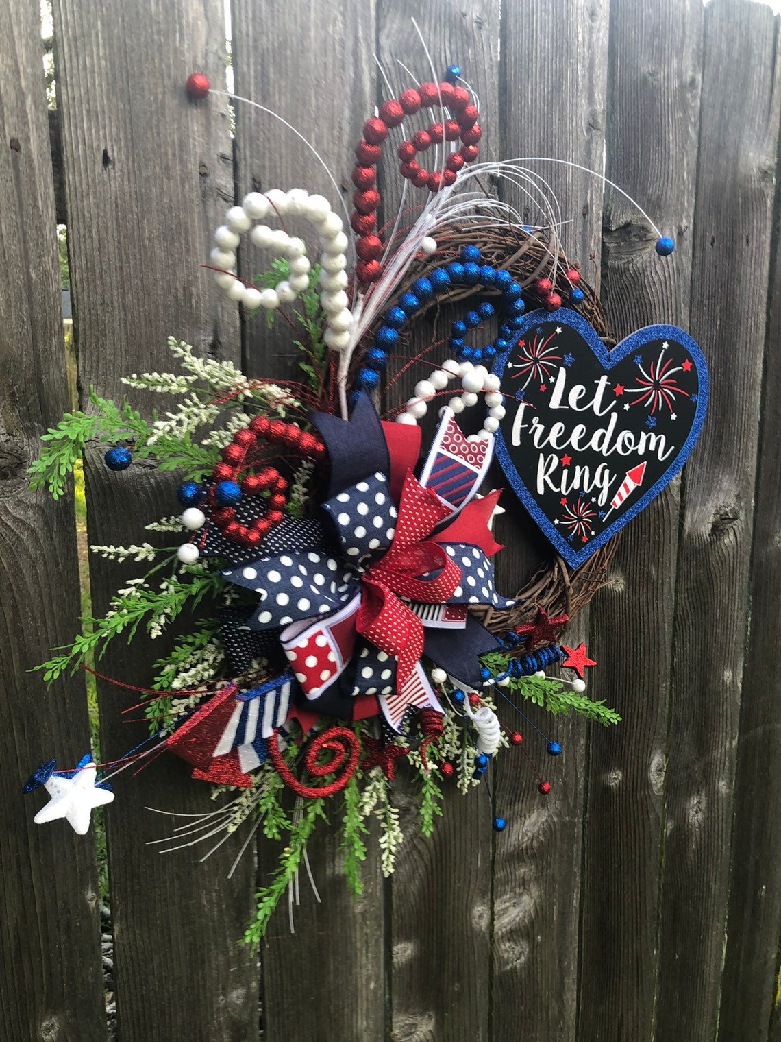 Patriotic Grapevine Wreath Fourth of July Grapevine Etsy
