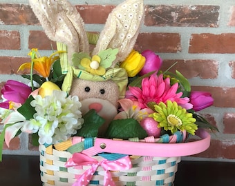 Bunny Basket Centerpiece, Easter Centerpiece, Bunny Basket Table Arrangement, Easter Table Arrangement, Spring Centerpiece