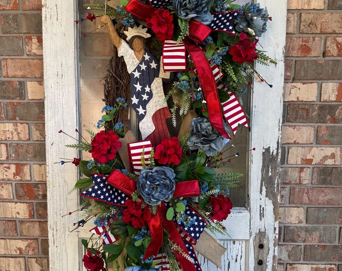 Patriotic Door Wreath, Lady Liberty Wreath, 4th of July Wreath, Front Door Decor, Americana Door Decor, Patriotic Decor, Home Decor