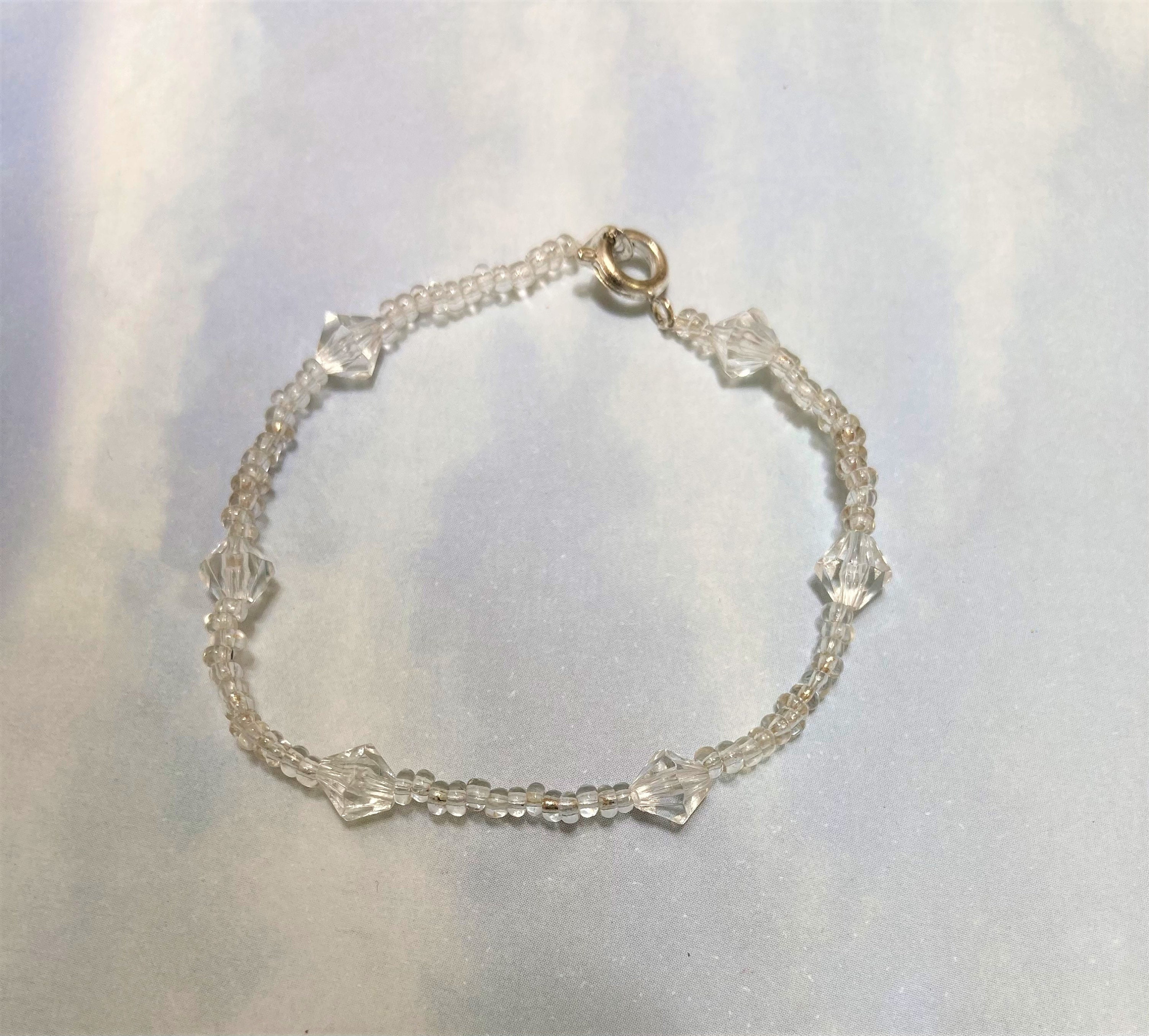 Clear Bracelet, Clear Beaded Bracelet Etsy