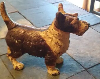 Antique Cast Iron Hubley / LITTCO CO - 1920'S - 2/ Tone Scottish Terrier Door Stop