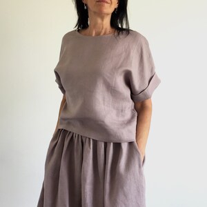 Linen kimono top, linen blouse, short sleeves linen blouse, kimono sleeves shirt, loose linen blouse, wide linen top, organic kimono blouse