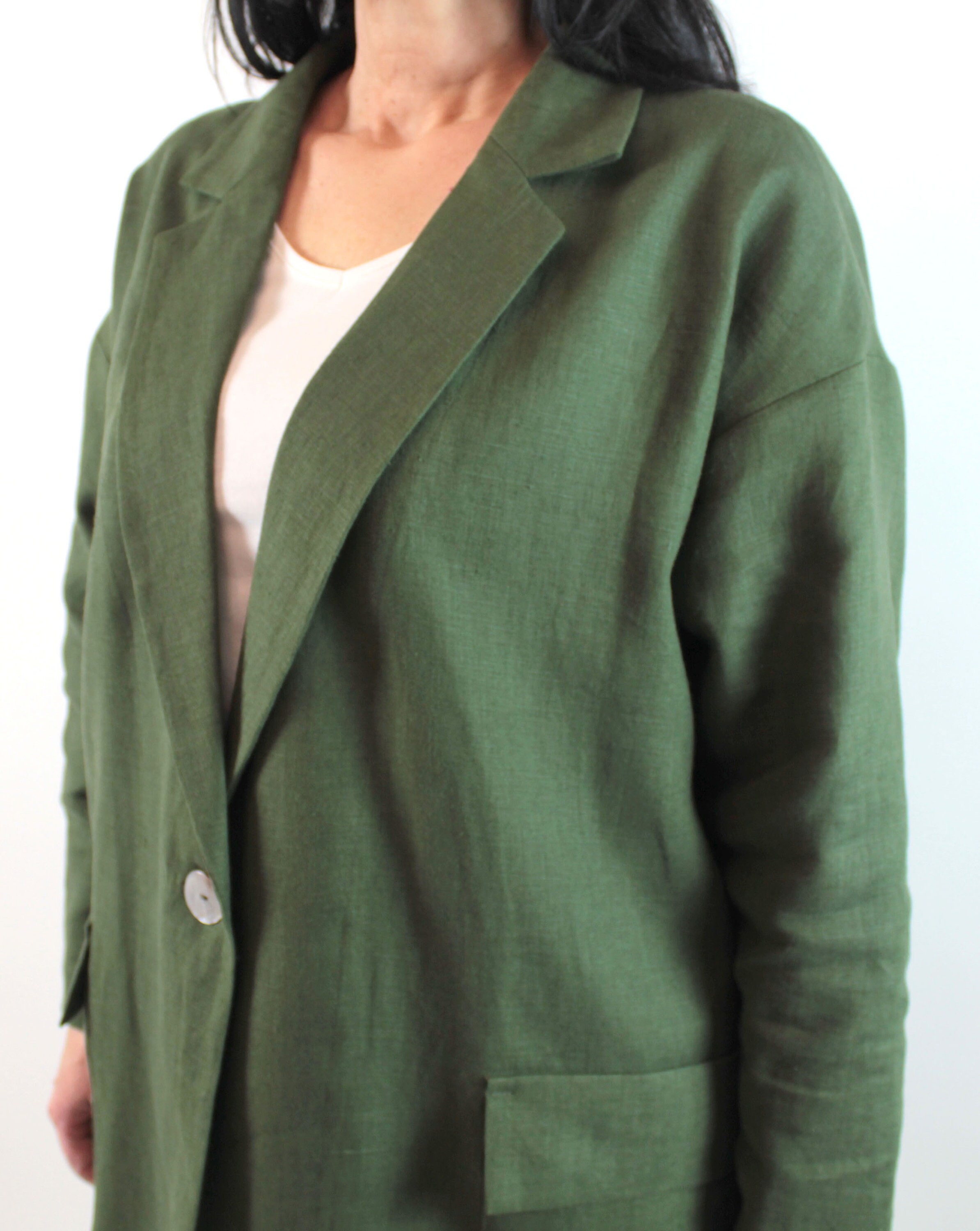 Crescent Linen Blend Moss Blazer Jacket main image 1