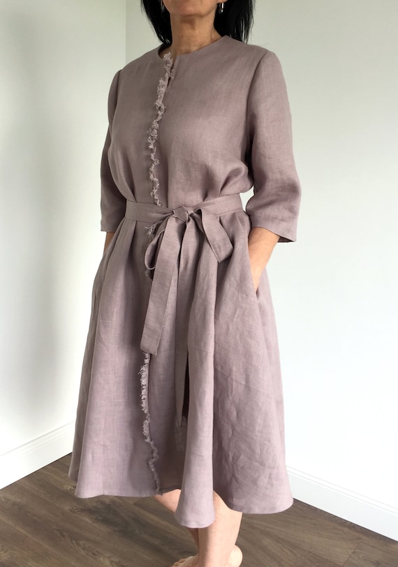 linen wrap dress etsy