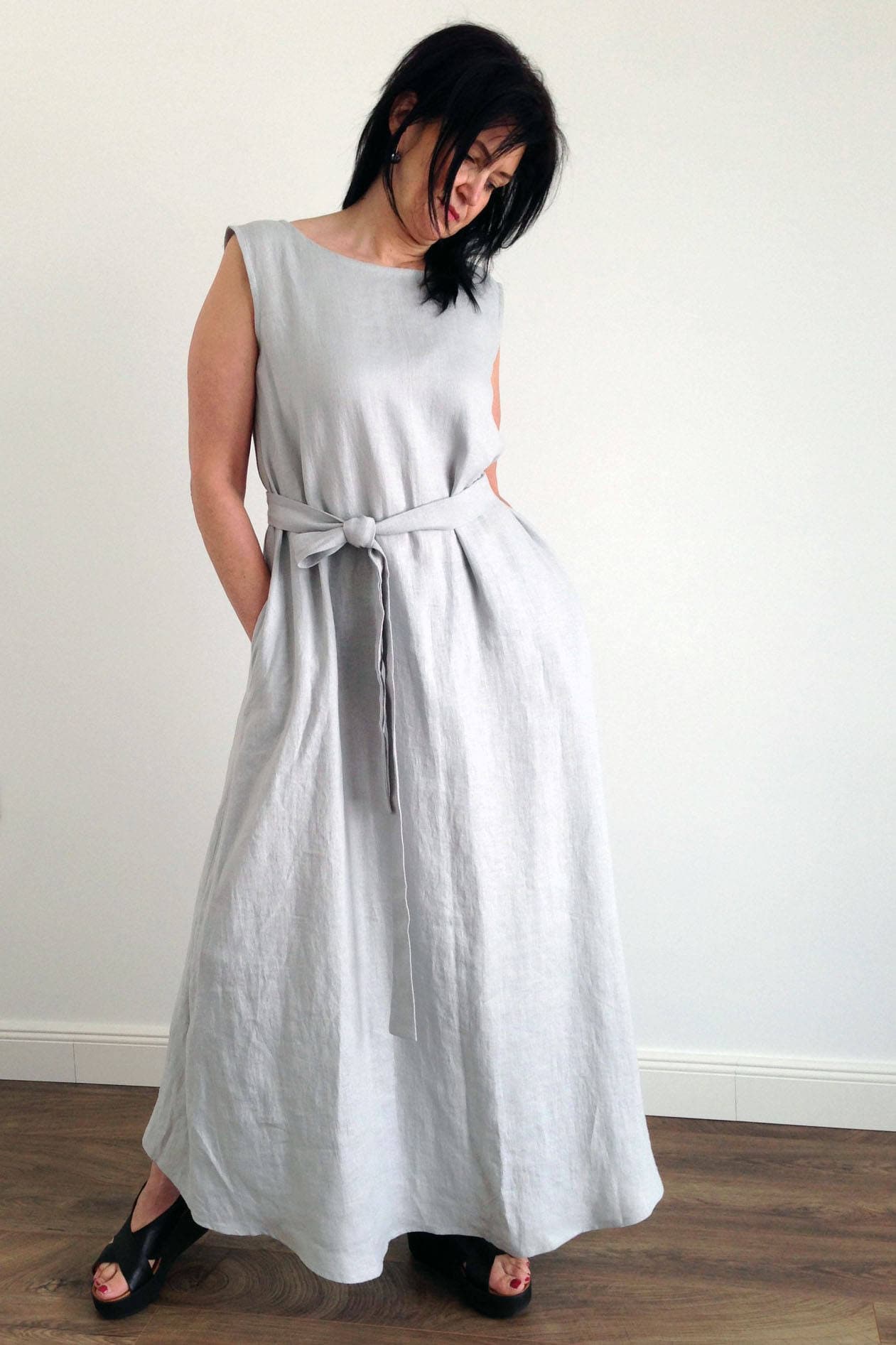 Carol L S Dress Knit Light Grey Melange 1