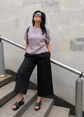 Linen loose trousers, linen capris, loose fit womens pants,natural washed linen capris, black linen trousers, wide linen capris with pockets