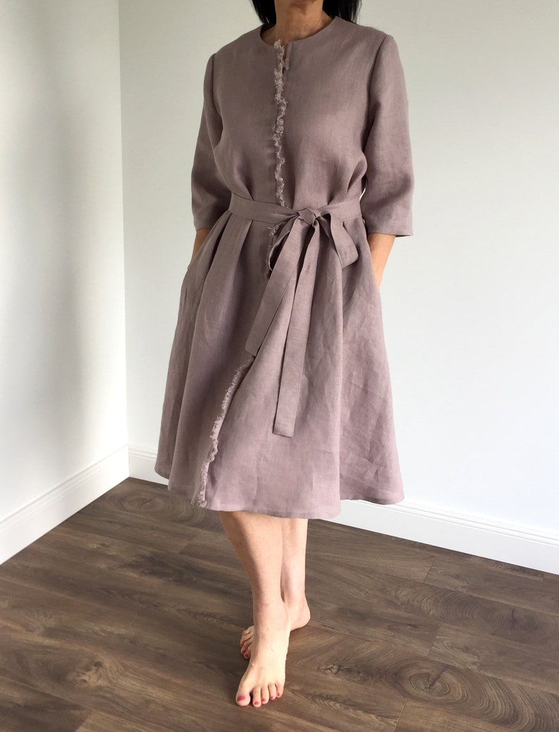 Extra Loose Linen Dress Linen Wrap Dress With Pockets Etsy Canada