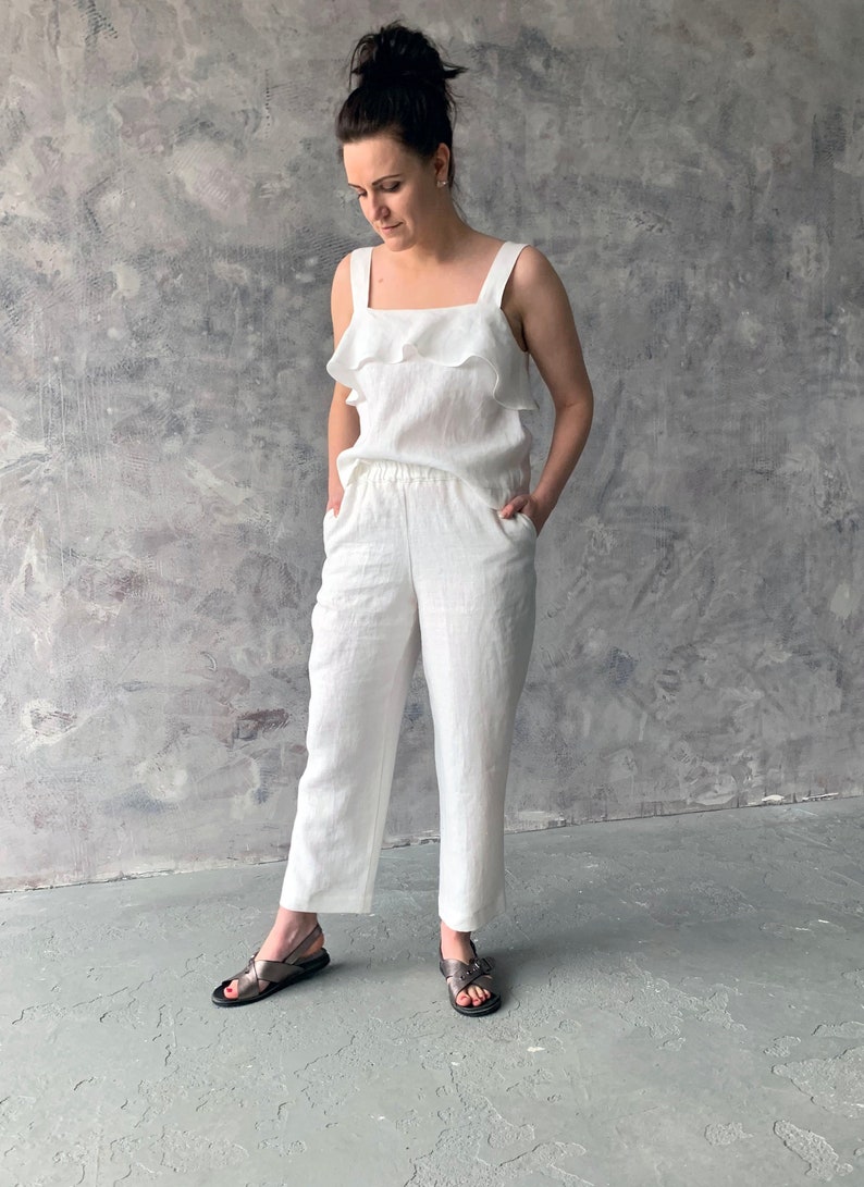 Loose linen Pants - White