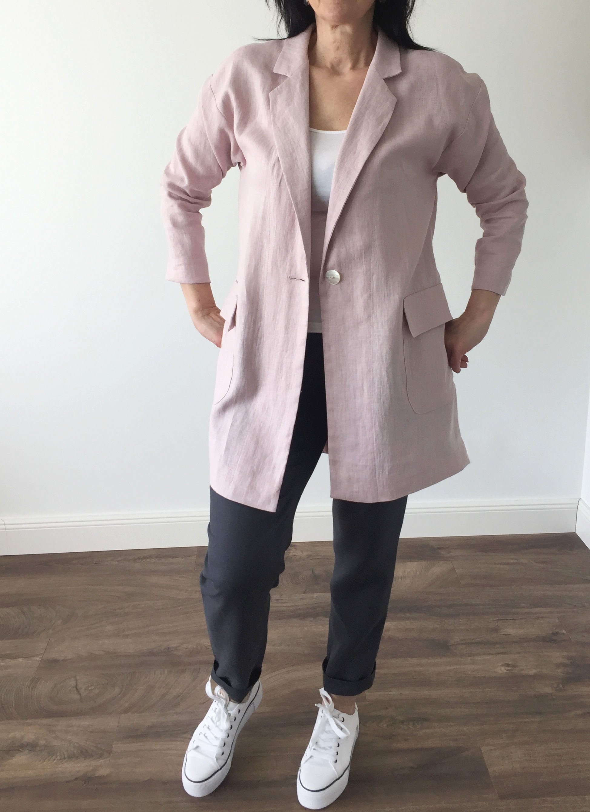 pale pink linen jacket