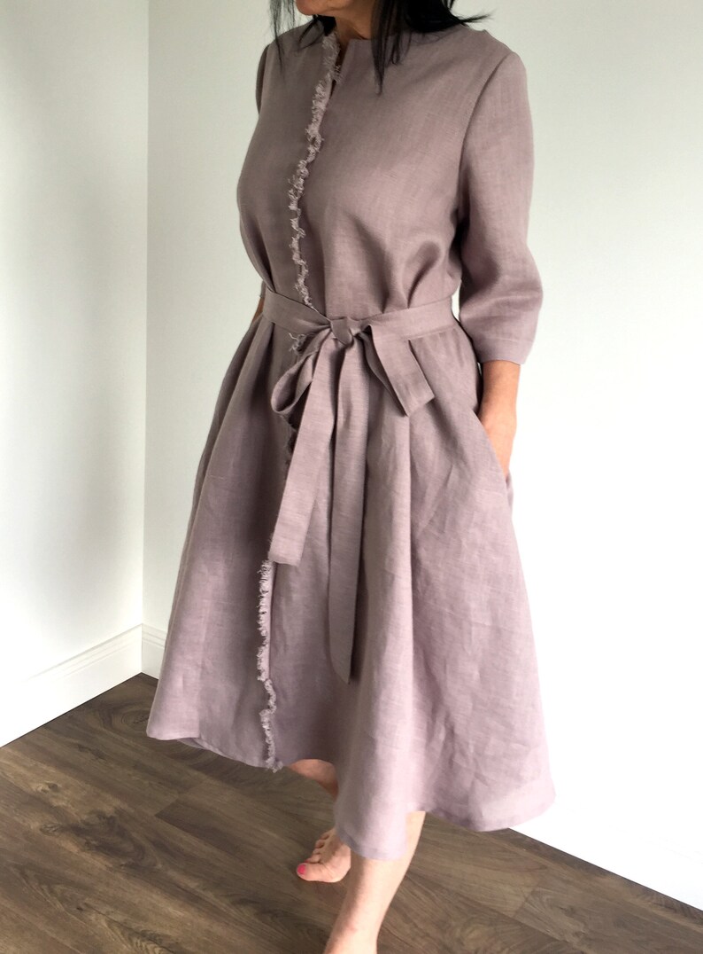 Extra Loose Linen Dress Linen Wrap Dress With Pockets Etsy Canada