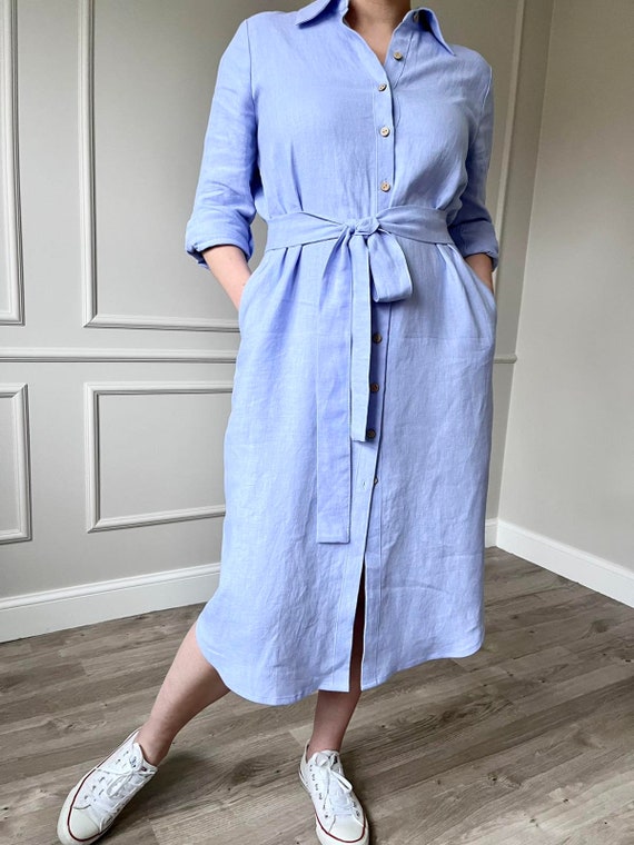 vestido tipo camisa largo
