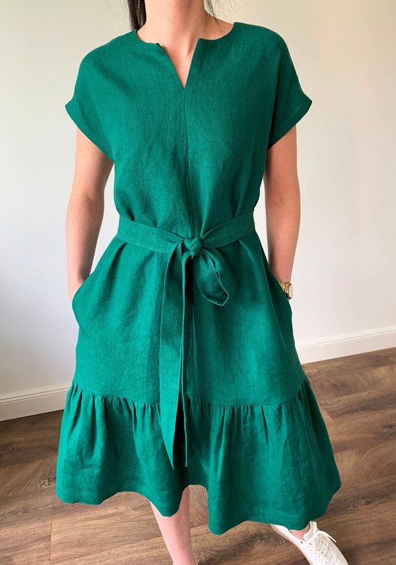 emerald green shift dress