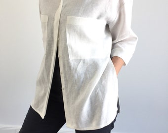 Linen shirt woman, shirts for woman,  long sleeve linen shirts, 3/4 sleeve shirt, linen blouse, everyday linen shirt, casual shirt for woman