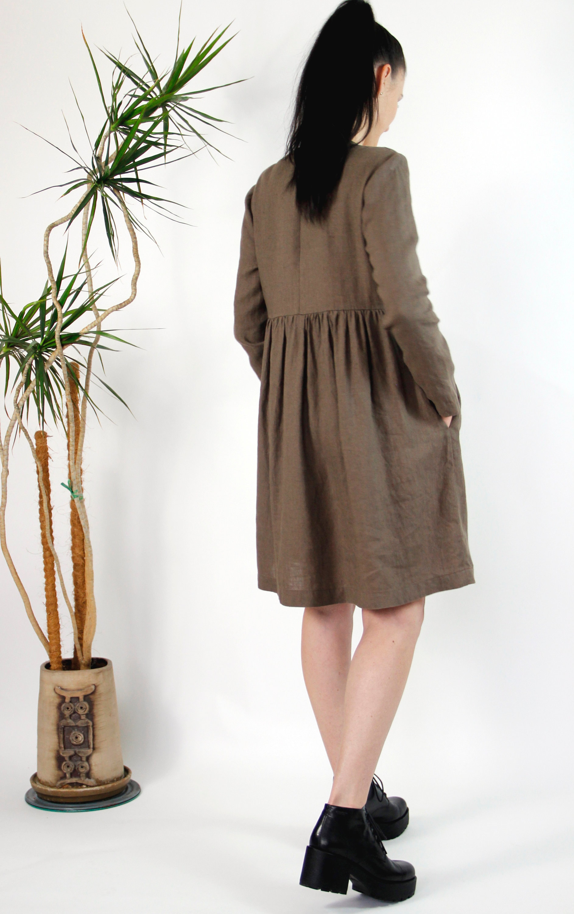 ruffle linen dress