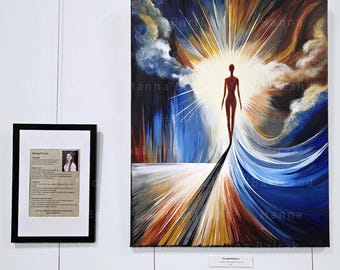 La luce dentro di noi – Dipinto acrilico originale 22x28 – Figura umana con luce interiore – Arte spirituale su tela, decorazione da parete senza cornice