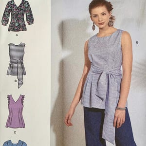 UNCUT Simplicity 8921. Misses' Top with Sleeve & Tie Options Sewing Pattern. Sizes 4-12