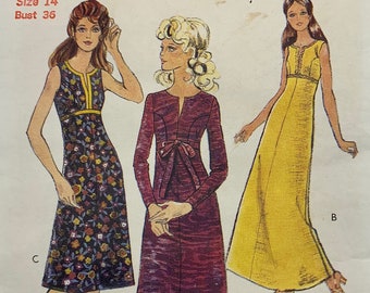 Vintage 1970s STYLE 3279. Misses' Floor Length or Below Knee Dress Pattern, Evening or Bridal Elegance. Size 14
