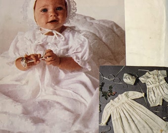 Bonnet with Ties Pattern Sewing Pattern for Baby Dress and Bonnet Infant Sizes McCalls 9121