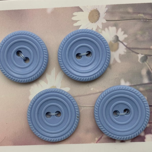 4 x Cottage Chic Blue Buttons with 2-Hole Closure. Diameter 18mm