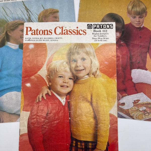 Patons CLASSICS - 108, 109 (Girl/ Boy), 112 (Toddlers) Patterns.  Knitted in 5-ply, 8-Ply and 12-Ply Yarns. Children's sizes