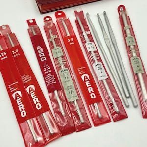 Crochets vintage AERO & Milward/DISC - Tailles assorties - Fabriqués en Angleterre
