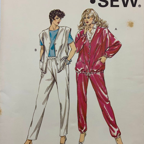UNCUT Kwik Sew 1458. Misses Loose Fitting JACKET, Vest and Pants Sewing Pattern. For Firm Knits or Woven FAbrics. Sizes: XS-S-M-L