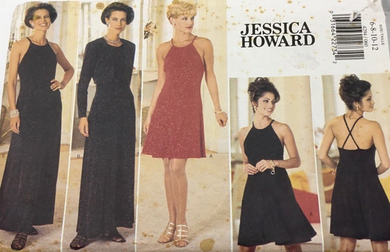 Sizes 6-8-10-12 Jessica HOWARD For Butterick 4294 Strap Dress in Above Mid-Knee or Floor Length with Sleeved Bolero Jacket Pattern