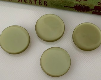 4 x Extra Large Green Moonglow Buttons, Shiny, Shank Vintage buttons. Diameter 24 mm