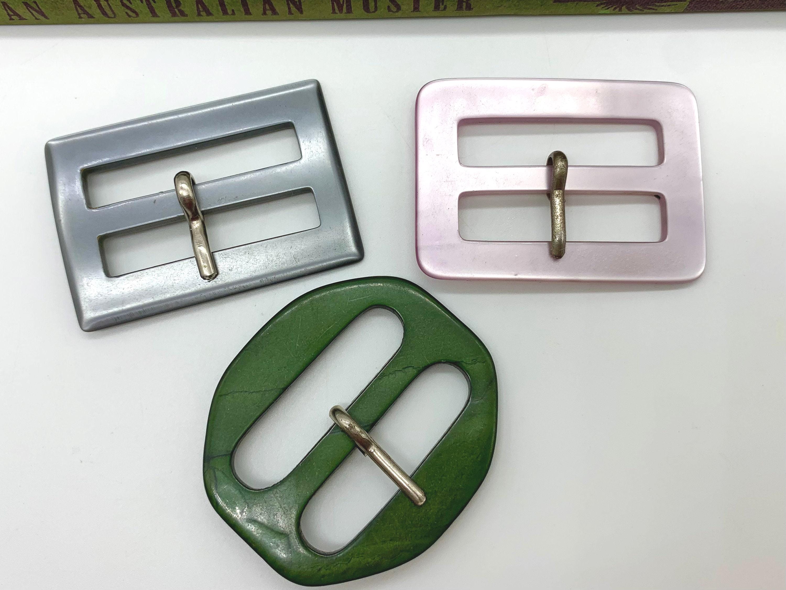 Lot of 3 Rectangle Shape VINTAGE Dress or Belt Buckles  display picture 3