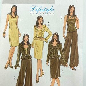 UNCUT Butterick 4870. Fabulous PALAZZO Pants, Ruffle Jacket, Top and Sheath Dress Pattern, Wide Leg Pants, Day/ Evening Glamour! Sizes 8-14