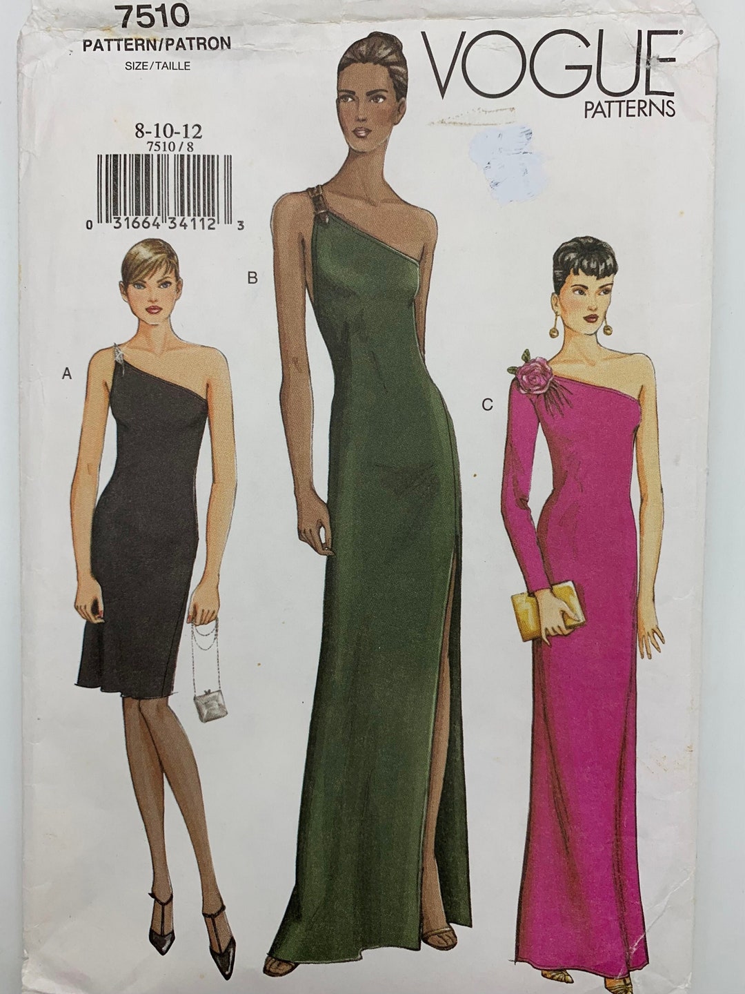 UNCUT Vogue 7510. Evening Length Gown or Mid-knee Dress Sewing - Etsy