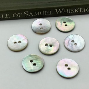 Mother of Pearl Buttons: Cream & Grey Shell, 15mm (Set of 7)